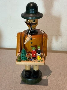 Vintage Expertic Erzgebirge Spielzeugverkäufer deutscher geschnitzter Holzräuchermann Räuchergefäß - Bild 1 von 11