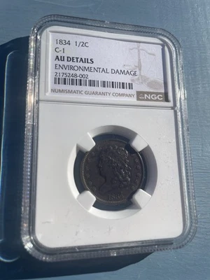 1834 Classic Head  Half Cent NGC AU Details - Image 1 of 4