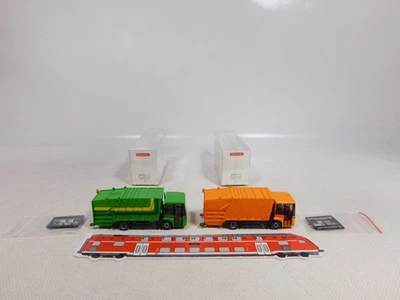 Wiking 1:87 H0 2X Pressmüllwagen MB 0638 04 35 638 03 34 Mint Box #EG856-0,5 - Immagine 1 di 4