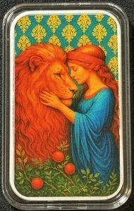 1 Oz .999 Silver Colorized Una & The Lion Art Bar W/COA  Only 100 Minted WW!! - Picture 1 of 4