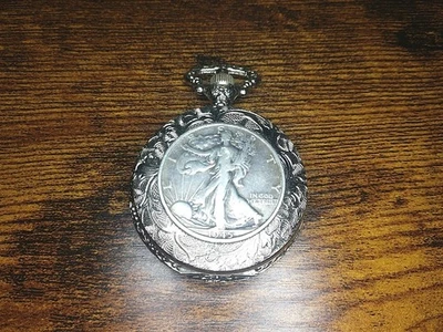 American Historic Society 1945 Walking Lady Liberty Half Dollar Pocket Watch - Image 1 of 4