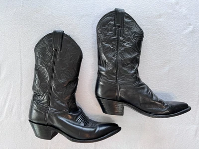 Justin Black London Leather Western Pointed Toe Cowgirl Cowboy Boots  L4903 6 B - Image 1 of 4