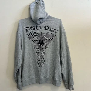 Artful Dodger 2XL grauer Hoodie mit durchgehendem Reißverschluss und Stickerei Y2K Affliction Style - Bild 1 von 5