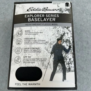 Eddie Bauer Explorer Series Crew Heavyweight Baselayer Fleece Wool Women L Black - Bild 1 von 8