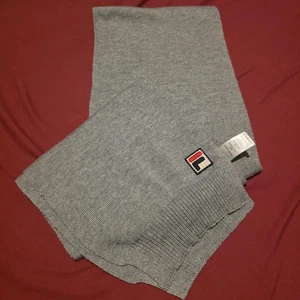 Vintage FILA Grau Strick Schal Acryl Retro Logo Unisex Winter Accessoire - Bild 1 von 5