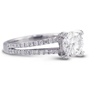 Anillo de compromiso de oro de 18 quilates con diamantes naturales certificados corte redondo F SI2 2,22 quilates dos - Imagen 1 de 11