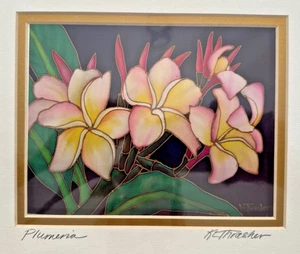 Karen Lee Thrasher doppelt mattierter Kunstdruck "Plumeria" signiert Cello verpackt 10x8" - Bild 1 von 14