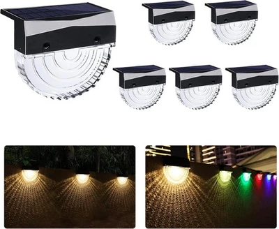 Solarlampen 6 Stück 12 Modi Warmweiss Farbwechsel IP65 Garten Treppen Stufen - Bild 1 von 4