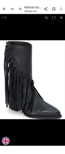 Matisse Buck Leder Fransen Western Cowboy inspiriert Quaste Stiefel UK Größe 6 - Bild 1 von 11