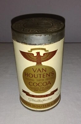 LATA DE CACAO VINTAGE VAN HOUTEN & ZOON CON ETIQUETA DE PAPEL HOLANDA Foto 1 de 4