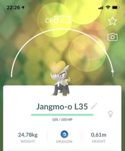 Jangmo-o Pokemon Trade GO Lv35 Pokémon Not Shiny Kommo-o Gen7 Dex registration - Picture 1 of 1