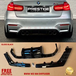 PARA BMW SERIE 3 4 F80 F82 M3 M4 DIFUSOR TRASERO CENEFA ESTILO V NEGRO BRILLANTE 13+ - Imagen 1 de 14