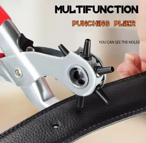 Leather Belt Punch Revolving Leather Belt Eyelet Hole Puncher Plier Craft Tool - Picture 1 of 7