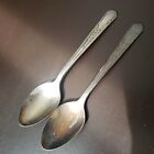 2 ANTIQUE VINTAGE COLLECTIBLE TEA SPOONS 6"S.L.& G.H.ROGERS CO SILVER PLATE-XTRA