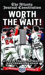 Cubiertas de salida de placa con interruptor de luz ATLANTA BRAVES VALE LA PENA ESPERAR BÉISBOL - Imagen 1 de 26