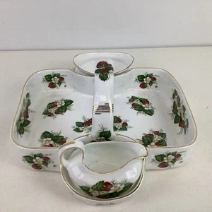 Vintage Hammersley 3 Piece Bone China Strawberry Ripe Berry Basket (H5) S#592 - Picture 1 of 12