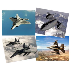 Military SR71 F15 F16 F22 Raptor Fighters Navy Planes Wall Art Poster Pack of 4 - Bild 1 von 3