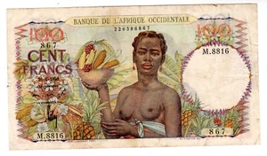 AFRIQUE OCCIDENTALE FRENCH WEST AFRICA AOF Billet 100 FRANCS 26/04/1950 P40 VF - Imagen 1 de 2