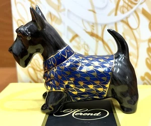 HEREND WESTHIGHLAND BLACK TERRIER DOG FIGURINES,BRAND NEW BOXED - Picture 1 of 5