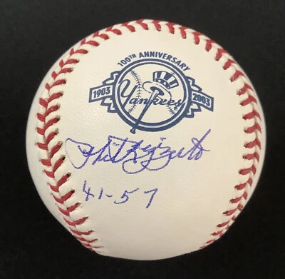 Phil Rizzuto Signed Baseball Selig NY Yankees 100th Anniv Logo Autograph HOF JSA - Image 1 of 3