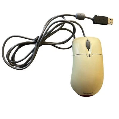 Vintage Microsoft Wheel Red Light Mouse Optical UBS, PS/2 Compatible Beige - Image 1 of 4