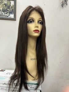 24" CASSIDY WIG by BOBBI BOSS NAT BLACK HUMAN HAIR GLUELESS 13"X4"LACE FRONT+TOP - Picture 1 of 7