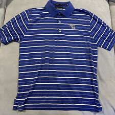 Greg Norman - Torrey Pines - Embroidered Logo - Blue Striped Golf Polo - Large