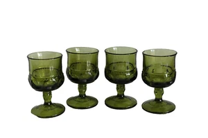 Colony Glass King's Crown Daumenabdruck Olivgrün Claret Little Goblets Set aus 4 - Bild 1 von 10
