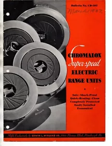 Chromalox Super Speed Electric Range Units Bulletin 1937 Wiegand Co - Picture 1 of 3