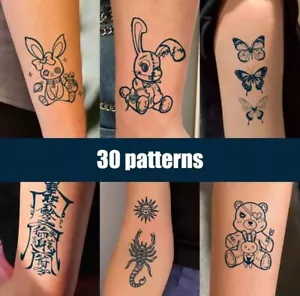 30 Blätter 1-2 Woche Semi Permanent Temporäre Tattoos, Klebetattoos Wasserdicht - Bild 1 von 10