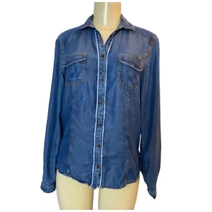 Massimo Dutti Portugal Lyocell Washed Denim Jean Shirt Western Chambray Medium - Picture 1 of 6