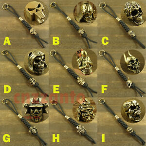 Brass Bronze lanyard bead Skull / Helmet / Warrior paracord beads for knife EDC