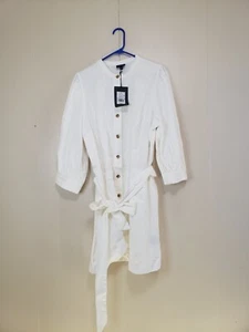 Who What Wear Womens 2XL White Jean Denim Shirt Dress Button Up Belted NWT - Picture 1 of 7