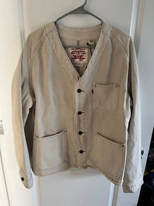 Levi's Premium Ivory Union Engineer Jacket Mens Denim Cardigan Chore Sz Medium - Picture 1 of 6