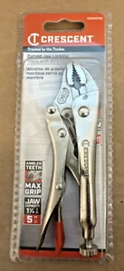 CRESCENT 5 inch Vise Grips Curved Jaw Locking Pliers Wire Cutter Hex Key Jaw NIP - Picture 1 of 10