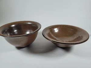 Studio Art Ceramic Brown Bowls (2) Pottery Signed - Picture 1 of 9
