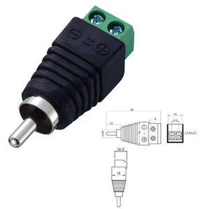 CONNETTORE RCA SPINA MASCHIO CON MORSETTI DC 2 POLI ADATTATORE SPINOTTO AUDIO - Foto 1 di 1