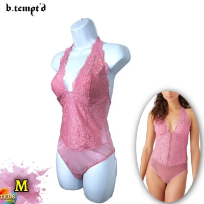 NWT b.tempt'd Women's M Ciao Bella Lingerie Halter Bodysuit 936144 Sea Pink - Image 1 of 4