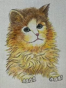 Hand-painted Cat Needlepoint Canvas 10"x12" mono 16 - Picture 1 of 2