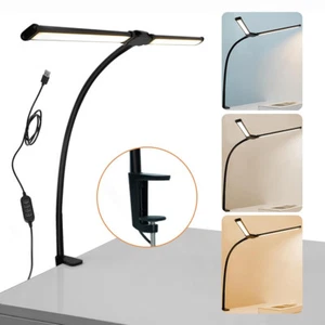 LED Double Head Desk Lamp 24W Foldable Reading Desk Light Dimmable Eye Caring - Picture 1 of 18
