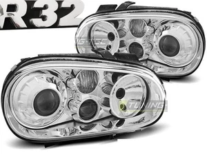 Headlights for VW GOLF 4 IV 97-03 R32 Look Chrome WorldWide FreeShip US LPVW61W - Foto 1 di 14