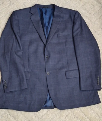 Joseph & Feiss Gold Mens 48L Wool Blazer Sport Coat 2 Button Blue Classic Preppy - Image 1 of 4