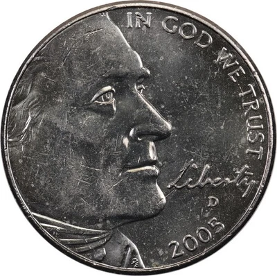 USA - 5 Cents (Jefferson Nickel) - 2005 D - AUnc - Westward Journey - Bison - Image 1 of 2