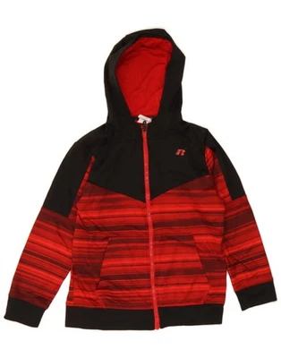RUSSELL ATHLETIC Boys Zip Hoodie Sweater 10-11 Years Large Red Colourblock AU12 - Image 1 of 4