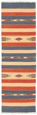 Traditional Vintage Hand Woven Oriental Carpet 2'0" x 6'9" Wool Kilim Area Rug - Image 1 of 4