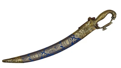 Rajput/sikh sword indian wedding sword 24 inch indian talwar Sky Blue color - Image 1 of 4