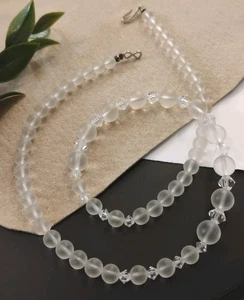 Vintage FROST graduiert und AB Doppelkegel Glas 17" Perlen Haken Verschluss Halskette! - Bild 1 von 8