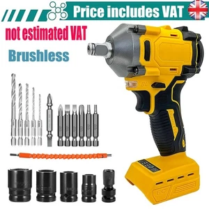 "Llave de impacto inalámbrica sin escobillas - Destornillador de 1/2"" para DeWalt 18V (solo herramienta, 18 piezas - Imagen 1 de 6
