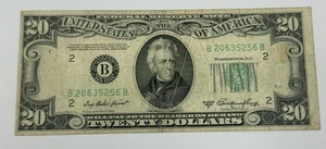$20 1950-A Gutter Fold Error Federal Reserve Bank Note Currency. #7632 - Picture 1 of 9