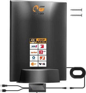 DVB-T2 Antenne mit Verstärker | 430 km Reichweite | 360° Drehbar - Bild 1 von 8